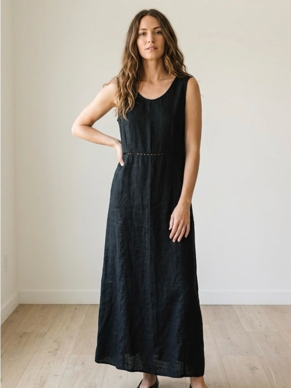 Dick & Jayne Vintage 90’s Black Linen Maxi Dress